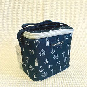 Nautica insulated lunch tote - blue and white